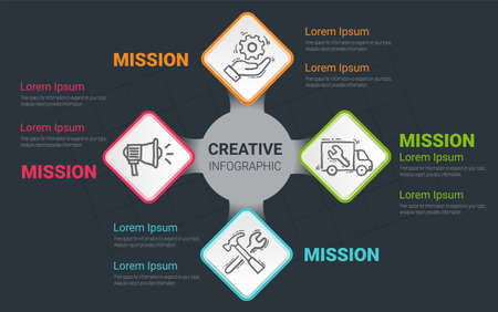 Tree diagram or workflow chart. Concept of stages of business project. Modern infographic design template. Flat vector illustration for presentation, report.のイラスト素材