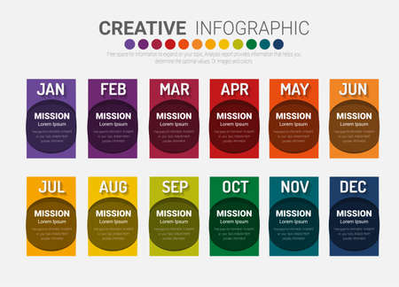 Presentation template for 12 months Can be used for Business concept with 12 options, steps or processes.のイラスト素材