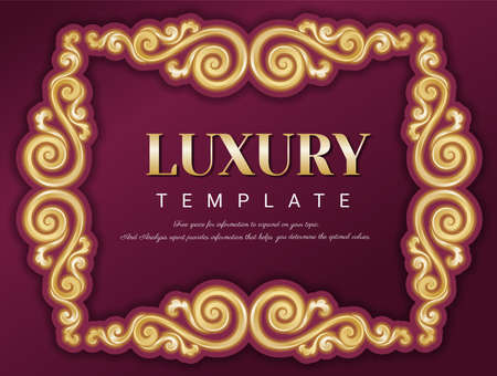 Ornaments, Golden outline vintage frame for invitations and greeting cards, Elegant vectorのイラスト素材