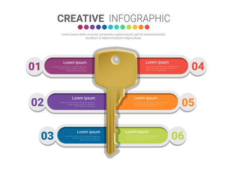 Key elements infographics design for Presentation business, can be used for workflow layout, steps or processes.のイラスト素材