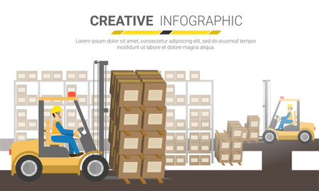 Warehouse Storage and Distribution. Logistics concept, Ready template for web site or landing page of your companyのイラスト素材