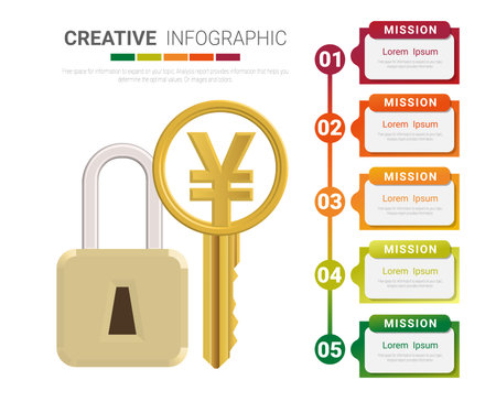 Creative business key info-graphics flat design for present  business related information concept vectorのイラスト素材