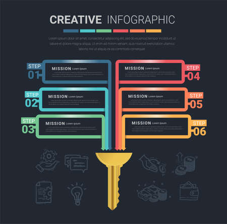 Infographic key design template for Presentation business, can be used for workflow layout, steps or processes.のイラスト素材