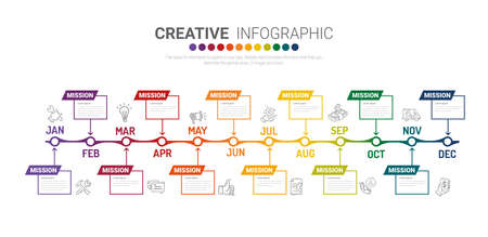 Infographics element design for all month, can be used for Business concept with 12 options, steps or processes.のイラスト素材