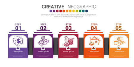Infographic design template with numbers 5 option can be used for workflow layout, diagram, number step up options.のイラスト素材