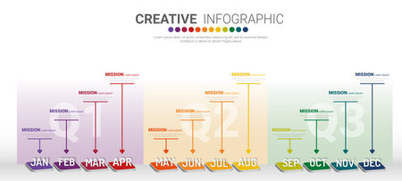 Timeline business for 12 months, Infographics element design and Presentation can be used for Business concept with 12 options, steps or processes.のイラスト素材
