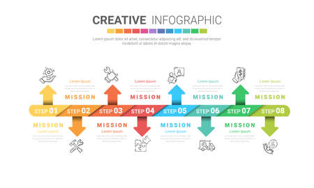 Infographics element design for 8 option, can be used for Business concept steps or processes, Data visualization.のイラスト素材