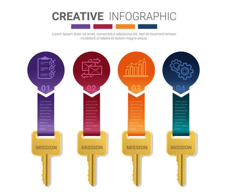 Key elements infographics design for Presentation business, can be used for workflow layout, steps or processes.のイラスト素材