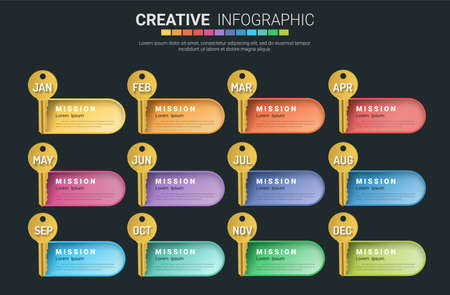 Key elements infographics design for Presentation business, can be used for workflow layout, steps or processes.のイラスト素材