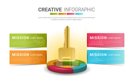 Key to success flat design concept for Presentation business can be used for workflow layout, banner, diagram, web design.のイラスト素材