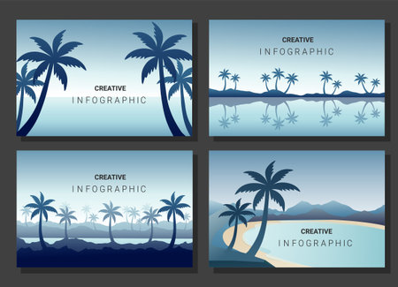 landscape illustration set, Vector banners set with polygonal landscape illustration, Minimalist...