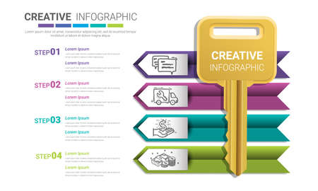 Infographic key design template for Presentation business, can be used for workflow layout, steps or processes.のイラスト素材