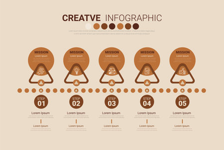 Infographic design template with numbers 5 option can be used for workflow layout, diagram, number step up options.のイラスト素材