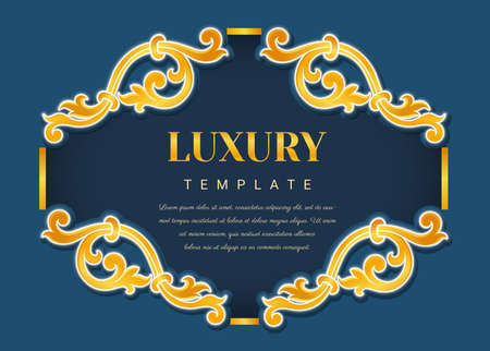 Elegant frame vector, Eastern style, Golden outline floral border, decorative adornment for invitations and greeting cards.のイラスト素材