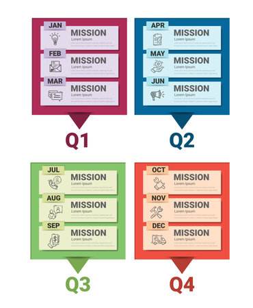 Presentation infographic template for 12 months, 1 year, Can be used for presentations banner, workflow layout, process diagram, flow chart, info graphのイラスト素材