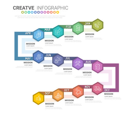 nfographic template for business. Modern Timeline diagram calendar with grantt chart, presentation vector infographic. EPS Vector.のイラスト素材