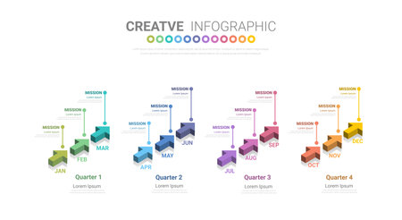 12 months or 1 year timeline infographic, timeline infographics for annual report and presentation,Timeline infographics design vector and Presentation business. EPS Vector.のイラスト素材