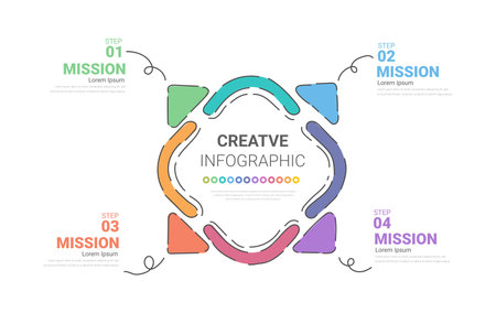 Infographics template with 4 labels, Can be used for workflow layout, diagram, business step options, banner and web design. Vector EPS.の写真素材