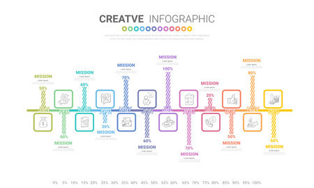 Presentation graph, Business infographics template for 12 months, 1 year, can be used for Business concept with 12 options, steps or processes.の写真素材