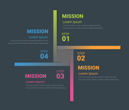 Infographics template with 4 labels, Can be used for workflow layout, diagram, business step options, banner, and web design. Vector eps.のイラスト素材