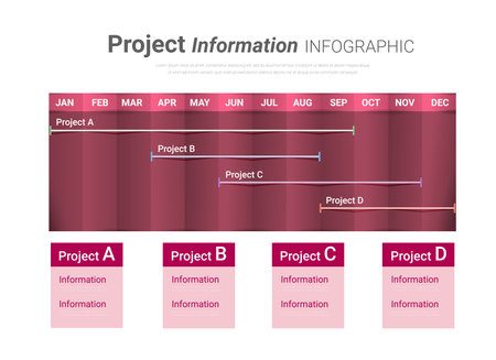 Calendar planner for 12 months or timeline chart, Modern colorful chart, graph. Template for diagram, presentation and chart. Infographics elements. Vector illustration.のイラスト素材