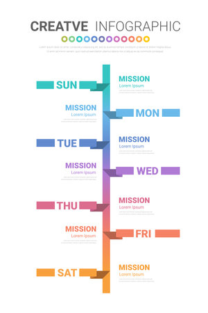 Timeline business for 7 day, 7 options, infographic design vector and Presentation can be used for workflow layout, process diagram, flow chart. EPS Vector.のイラスト素材