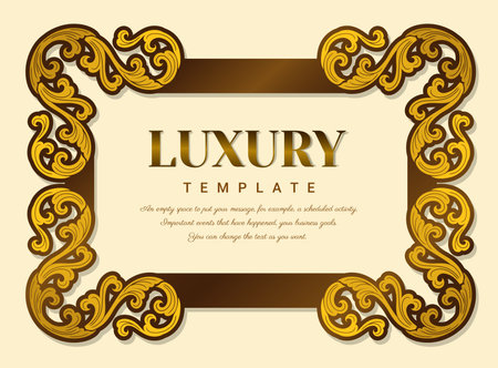 Vintage gold Frame, Ornate Frame for invitations and greeting cards, elegant vector antique frame. Illustration EPS 10のイラスト素材