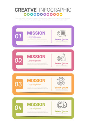Infographics template with 4 labels, can be used for workflow layout, diagram, business step options, banner, and web design. Vector eps.のイラスト素材