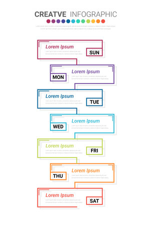 Timeline, Timeline business for 7 day, week, infographics design vector and Presentation can be used for Business concept with 7 options, steps or processes. EPS Vector.のイラスト素材
