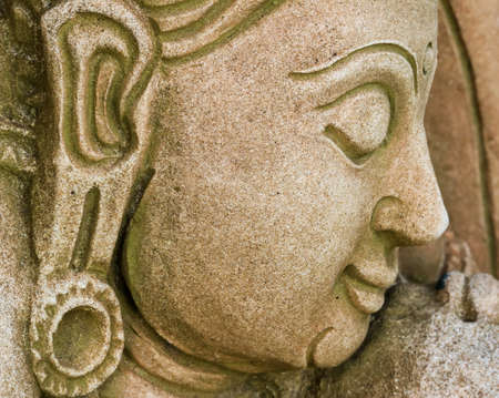 closeup of a face of a classical sculptureの写真素材