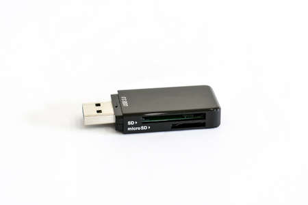 USB Card Reader On White Backgroundの写真素材