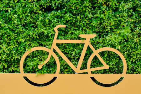 Signs bicycle parking. green leaf backgroundの写真素材