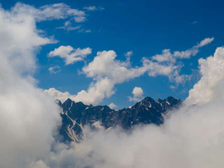 Mountains and clouds. Caucasus. Bezengiの写真素材