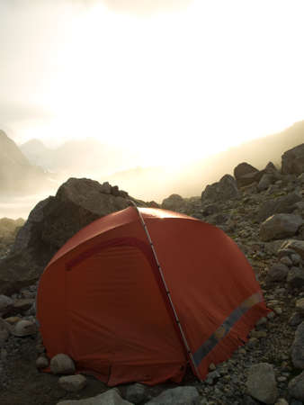Tent in the Caucasus mountainsの写真素材