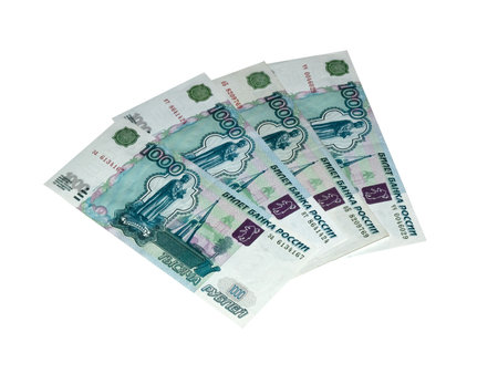 Russian money isolated on white
