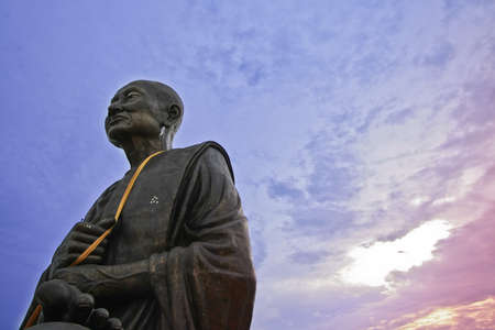 monk sculpture, prachup-ke-re-khan, Thailandの写真素材