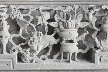 stone carving, the carving is a beautiful taiwan art style.