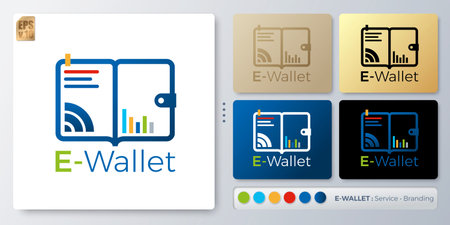 Electronic wallet vector illustration Logo design. Blank name for insert your Branding. Designed with examples for all kinds of applications. You can used for company, indentity, payment service.のイラスト素材