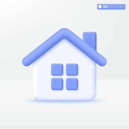 House icon symbols. Trendy Smart Home, Real estate, loan, mortgage, back concept. 3D vector isolated illustration design. Cartoon pastel Minimal style. You can used for mobile app, ux, ui, print ad.のイラスト素材
