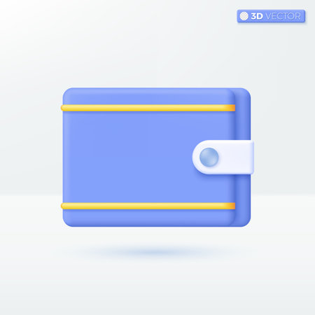 Wallet icon symbols. purse, pouch, nature, weather, investment, finance, money cashback concept. 3D vector isolated illustration design. Cartoon pastel Minimal style. You can used for ux, ui, print adのイラスト素材