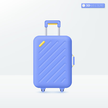 travel bag icon symbols. Suitcase, trip planning, service, Tourism and travel concept. 3D vector isolated illustration design. Cartoon pastel Minimal style. You can used for design ux, ui, print ad.のイラスト素材