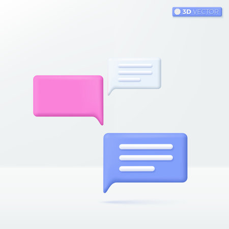 Dialog or speech bubble multicolors icon symbols. Chat message, Message, talk concept. 3D vector isolated illustration design. Cartoon pastel Minimal style. You can used for design ux, ui, print ad.のイラスト素材