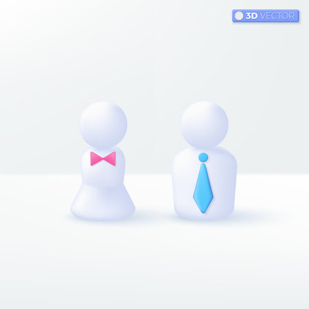 Human personal icon symbols. group of people, staff figure, profile badge, avatar. 3D vector isolated illustration design. Cartoon pastel Minimal style. You can used for mobile app, ux, ui, print ad.のイラスト素材