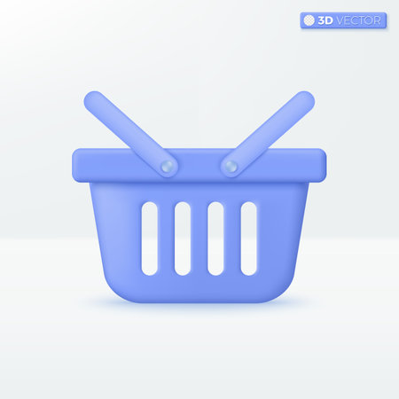 Shopping basket icon symbols. support, Grocery shop, market, sale event, online Shopping concept. 3D vector isolated illustration design. Cartoon pastel Minimal style. Used for design ux, ui, print adのイラスト素材