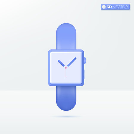 Smart watch icon symbols. Heartbeat check, Wearable Health and Fitness Tracker Devices, Real life in the digital age concept. 3D vector isolated illustration design. Cartoon pastel Minimal style.のイラスト素材