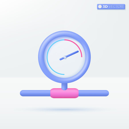 pressure gauge icon symbols. Checking tire pressure, manometer, pressure check for safety concept. 3D vector isolated illustration design Cartoon pastel Minimal style. Used design ux, ui, print ad.のイラスト素材