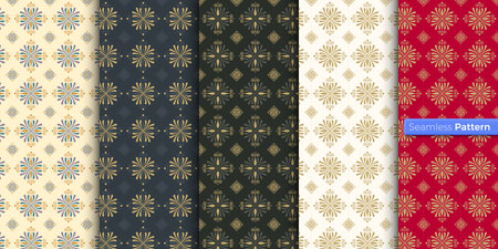 Chinese Japanese style geometric pattern. colors background. contemporary art. symmetric. minimal style. For wallpaper, wrapper, textiles, fabric, clothes, souvenirs, surface. Seamless pattern vector.のイラスト素材