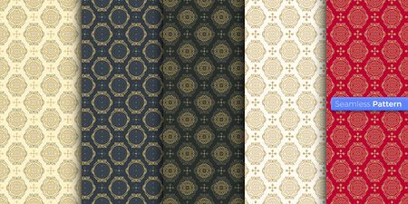 Chinese Japanese style geometric pattern. colors background. contemporary art. symmetric. minimal style. For wallpaper, wrapper, textiles, fabric, clothes, souvenirs, surface. Seamless pattern vector.のイラスト素材