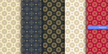 Chinese Japanese style geometric pattern. colors background. contemporary art. symmetric. minimal style. For wallpaper, wrapper, textiles, fabric, clothes, souvenirs, surface. Seamless pattern vector.のイラスト素材