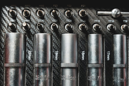 a set of professional wrenches in lodgments, end heads, ratchet wrench, torx, auto repair, auto and...